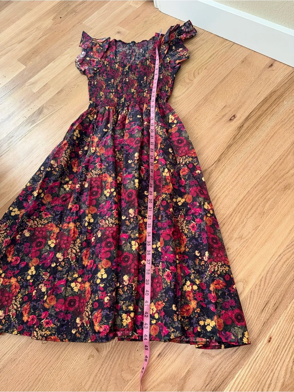 Ivy City Co. 100% Cotton Hattie Dress in Night Garden Floral Smocked Midi Small - Picture 6 of 9
